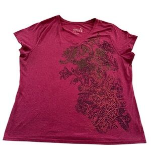 Hanes Women's V Neck Pink T-Shirt Size XXL